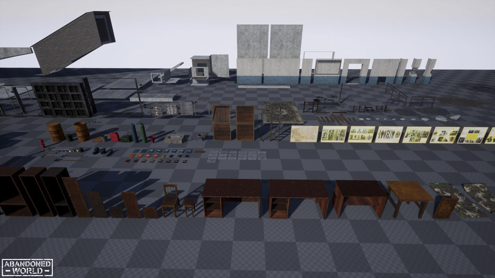 Modular Abandoned Shelter for UE Low-poly 3D model_33