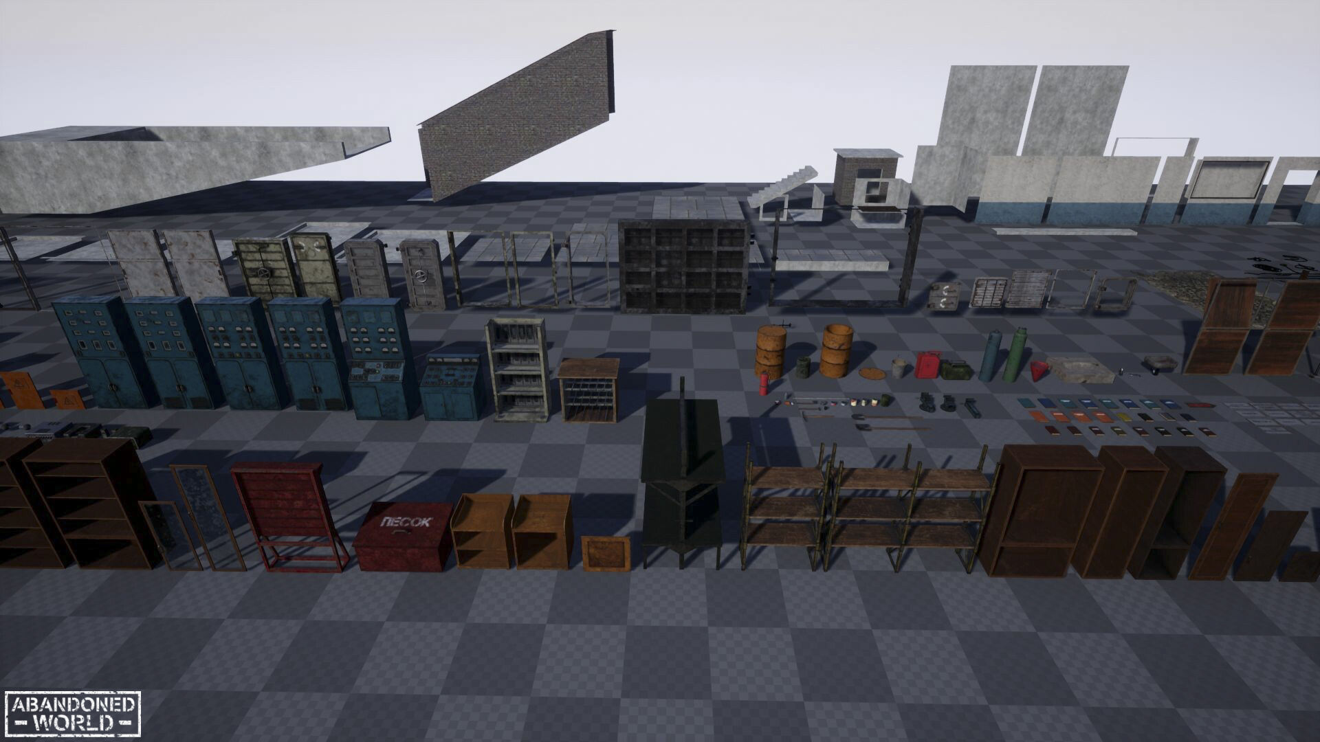 Modular Abandoned Shelter for UE Low-poly 3D model_32