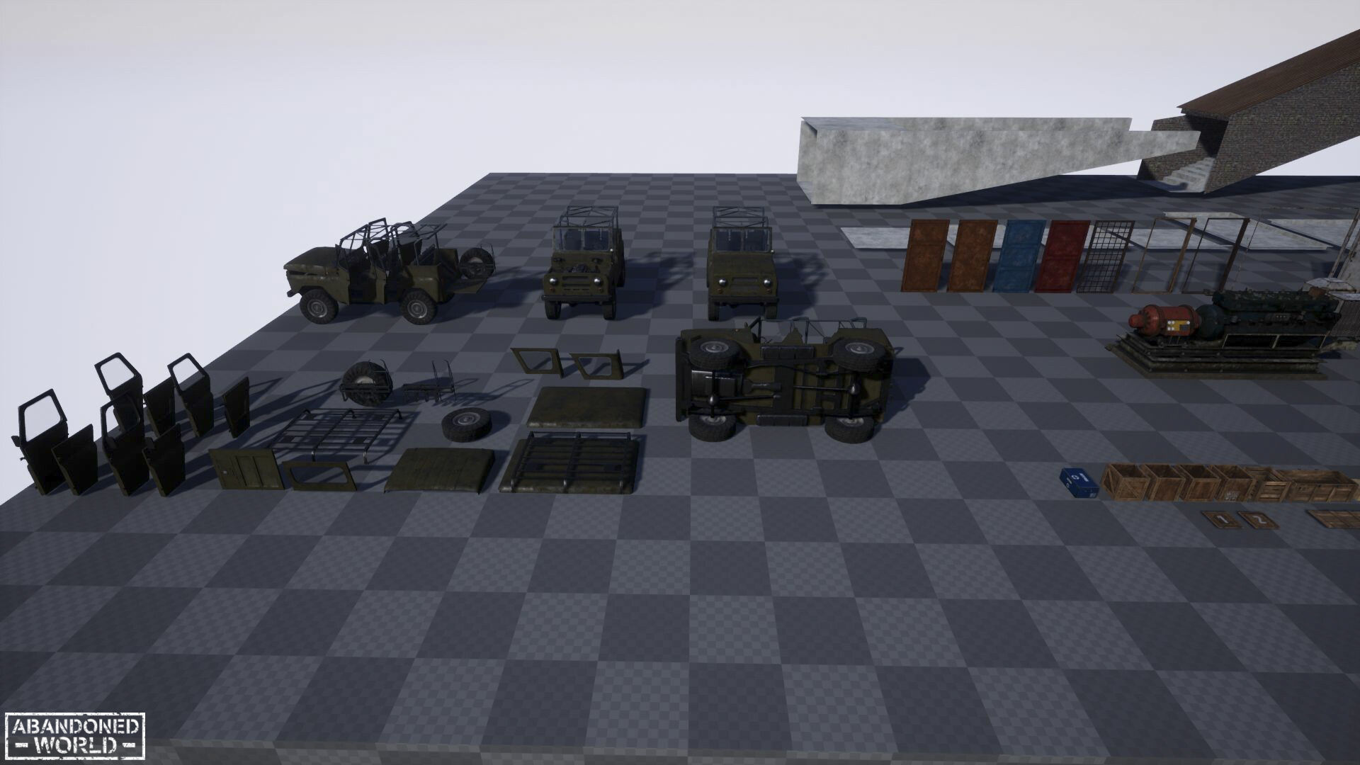 Modular Abandoned Shelter for UE Low-poly 3D model_31