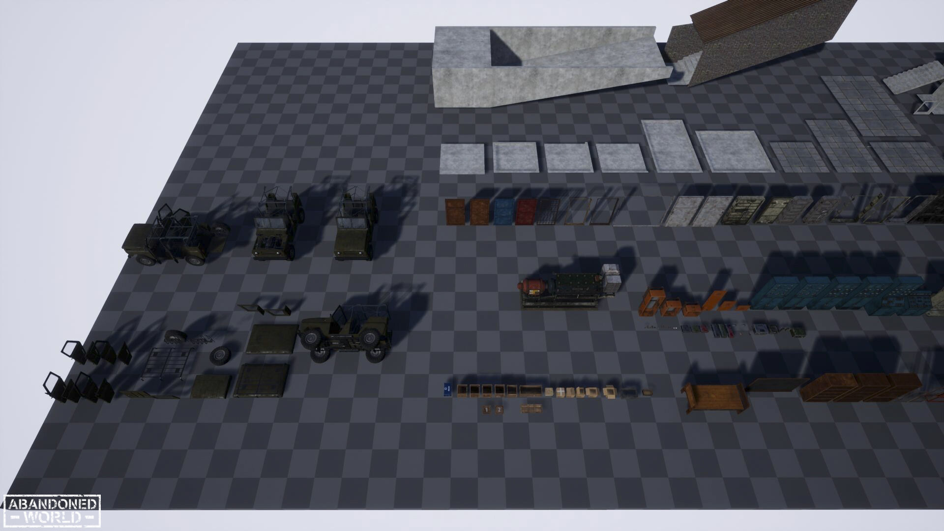 Modular Abandoned Shelter for UE Low-poly 3D model_28