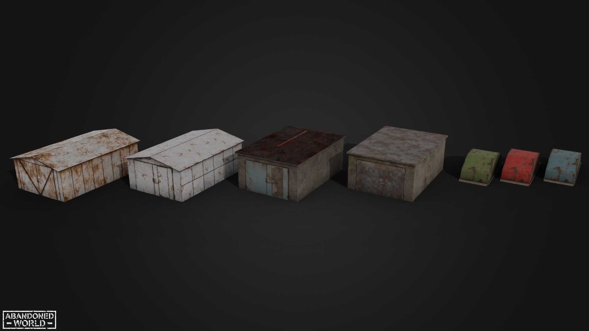 Old Small Buildings Low-poly 3D model_7