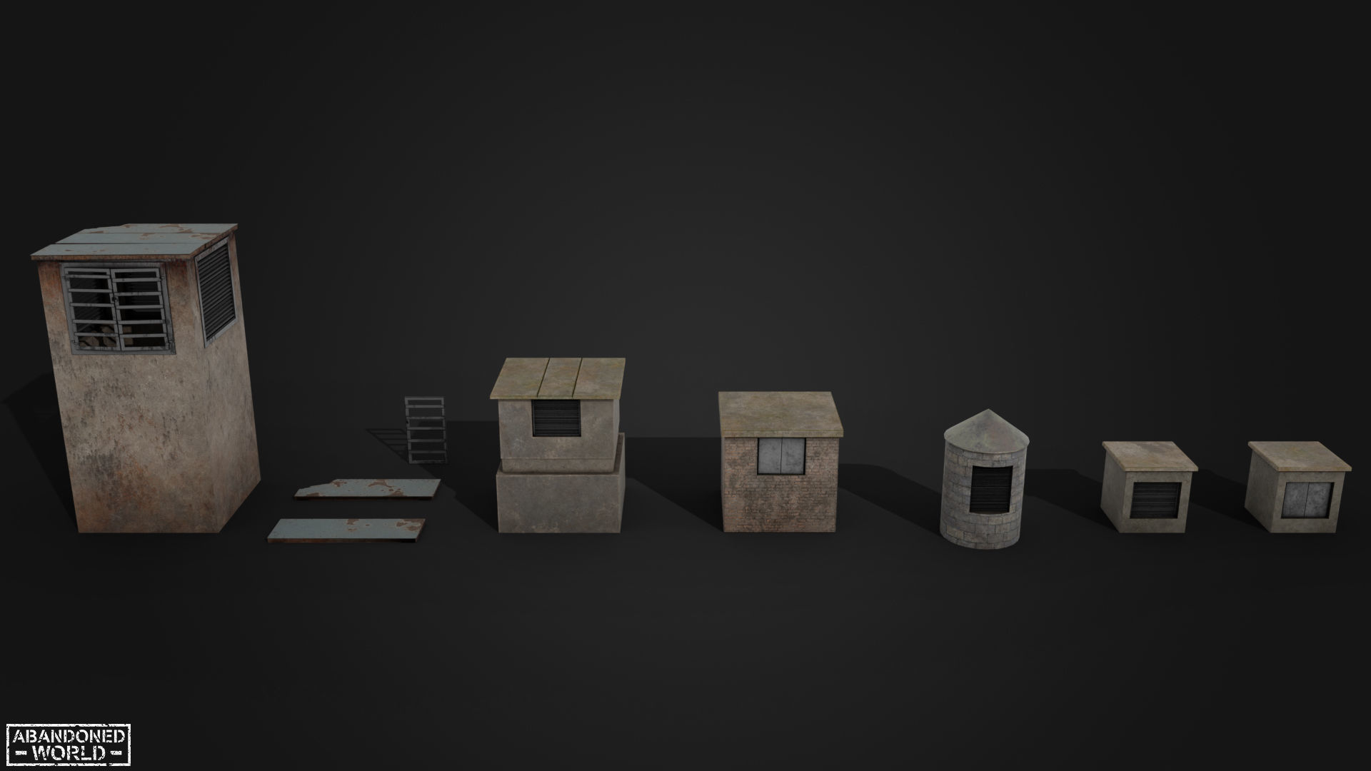 Old Small Buildings Low-poly 3D model_10