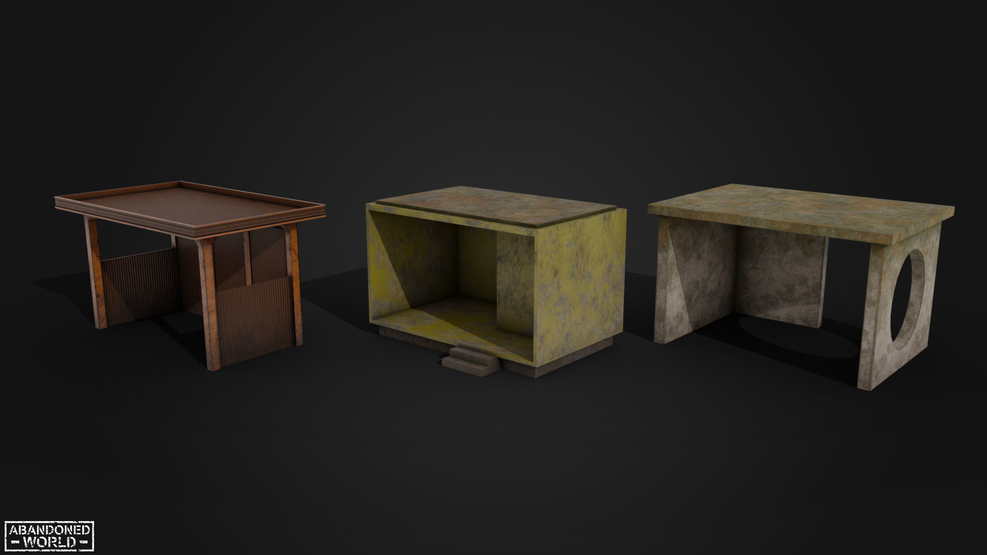 Old Small Buildings Low-poly 3D model_9