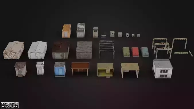 Old Small Buildings Low-poly 3D model