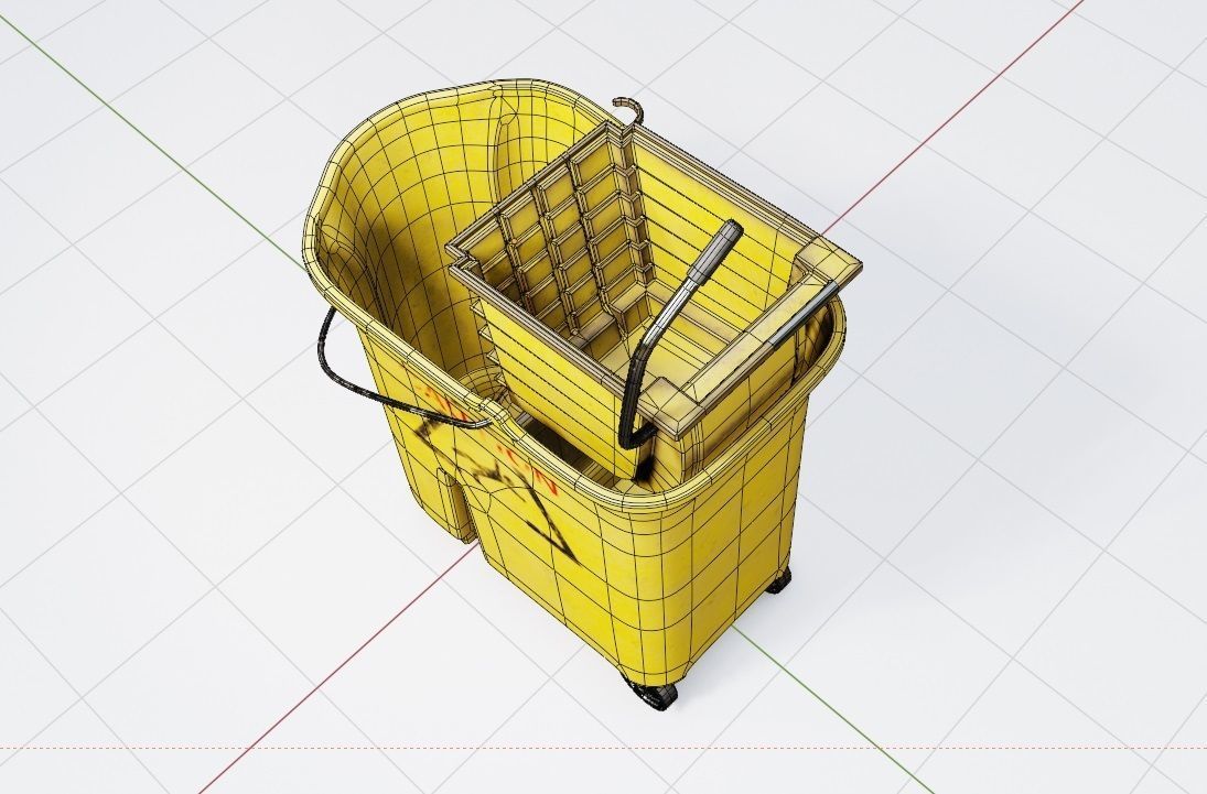 Mop and Bucket with 4k pbr textures Low-poly 3D model_6