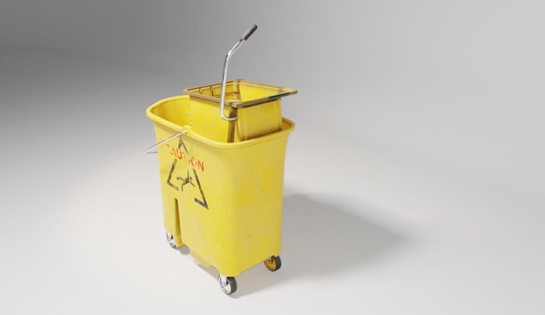 Mop and Bucket with 4k pbr textures Low-poly 3D model_2