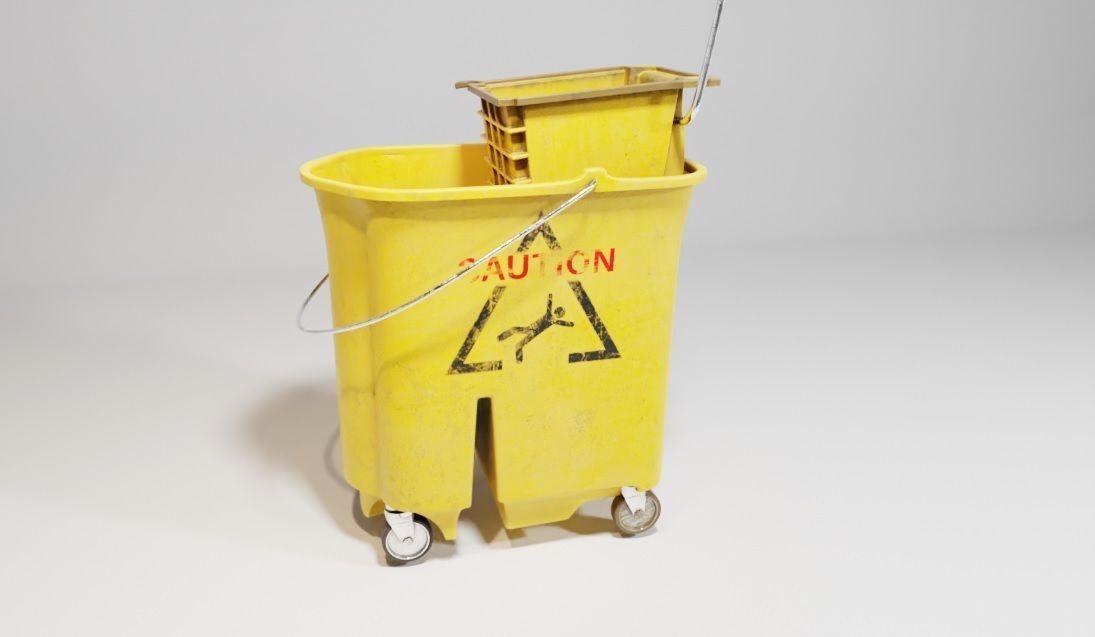 Mop and Bucket with 4k pbr textures Low-poly 3D model_9