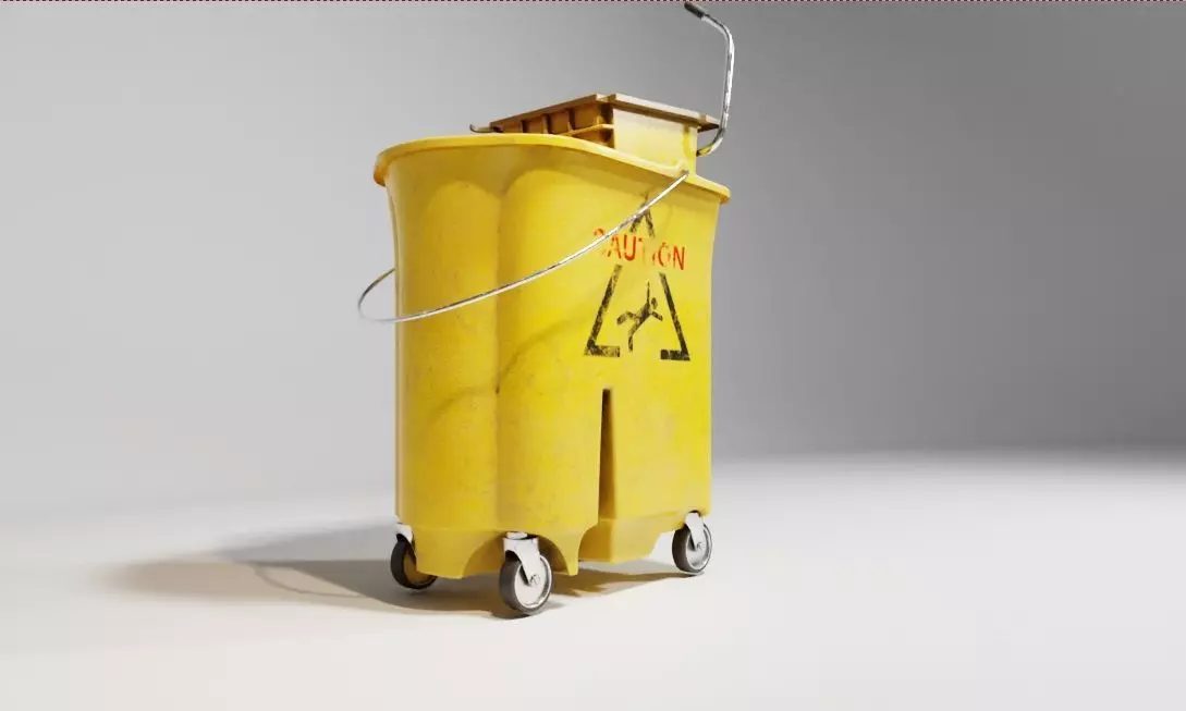 Mop and Bucket with 4k pbr textures Low-poly 3D model_0