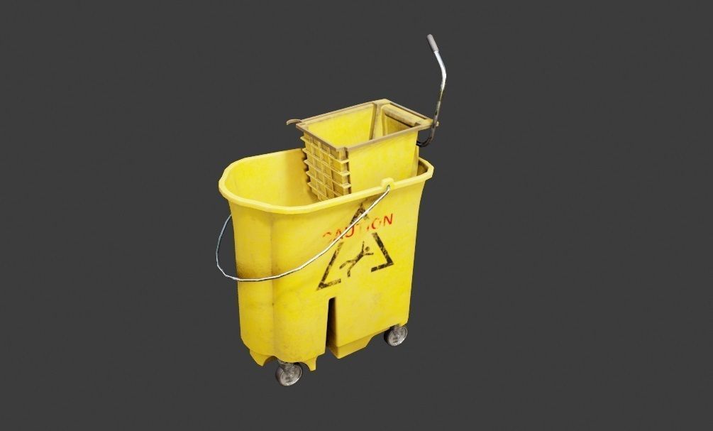 Mop and Bucket with 4k pbr textures Low-poly 3D model_8