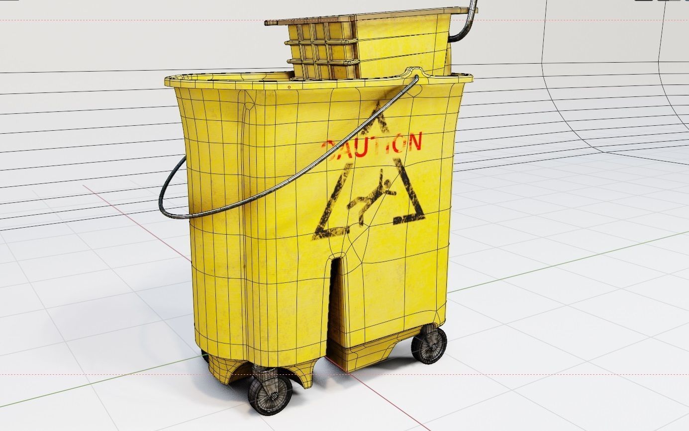 Mop and Bucket with 4k pbr textures Low-poly 3D model_5