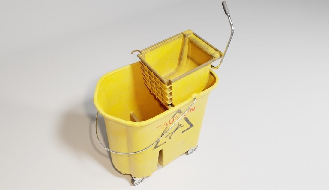 Mop and Bucket with 4k pbr textures Low-poly 3D model_1