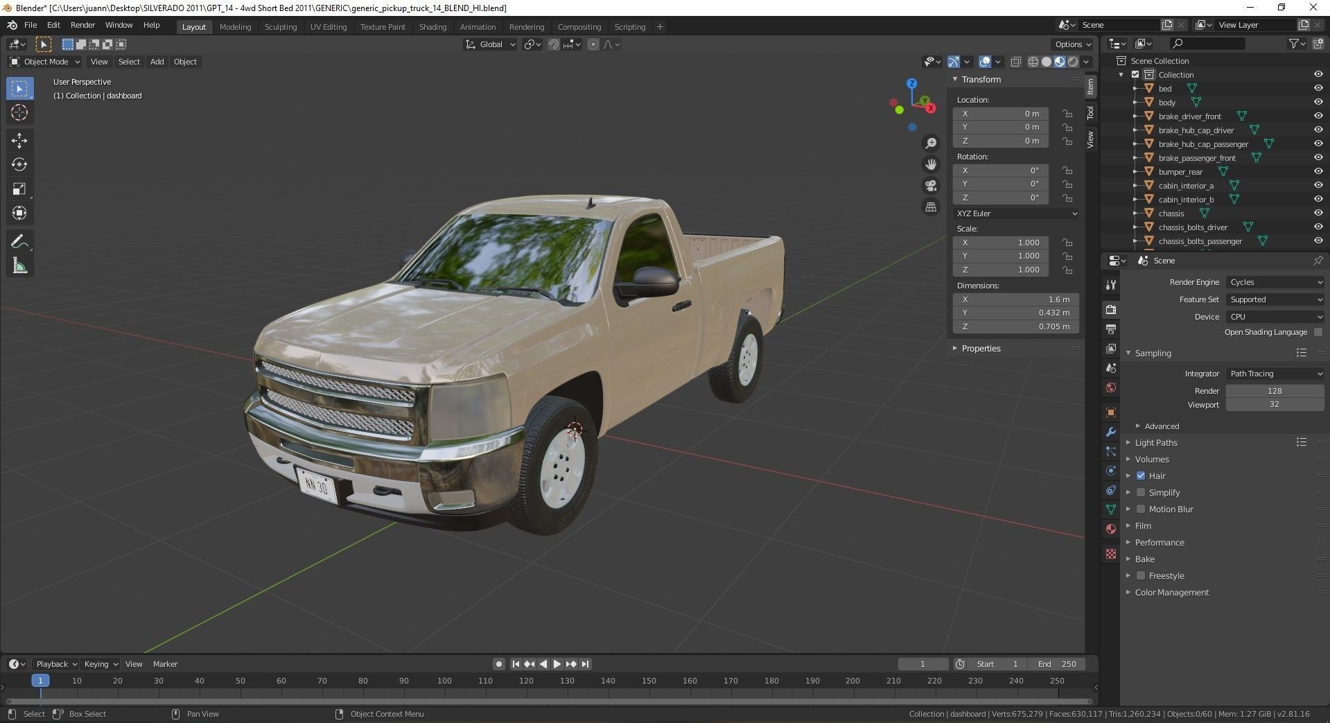 GENERIC PICKUP TRUCK 14 3D model_26