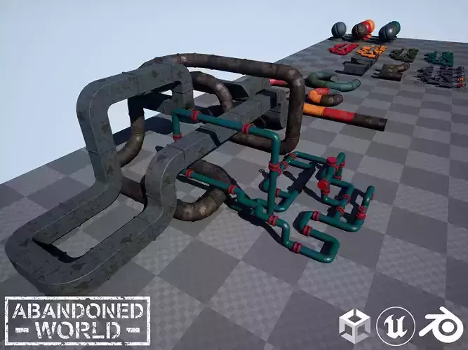 Modular Pipes Pack Low-poly 3D model
