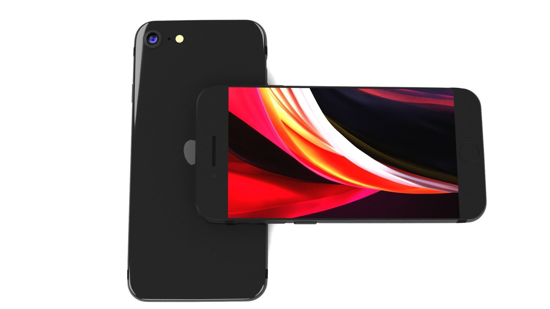 Black 3D model of Apple iPhone SE 2020 3D model_3