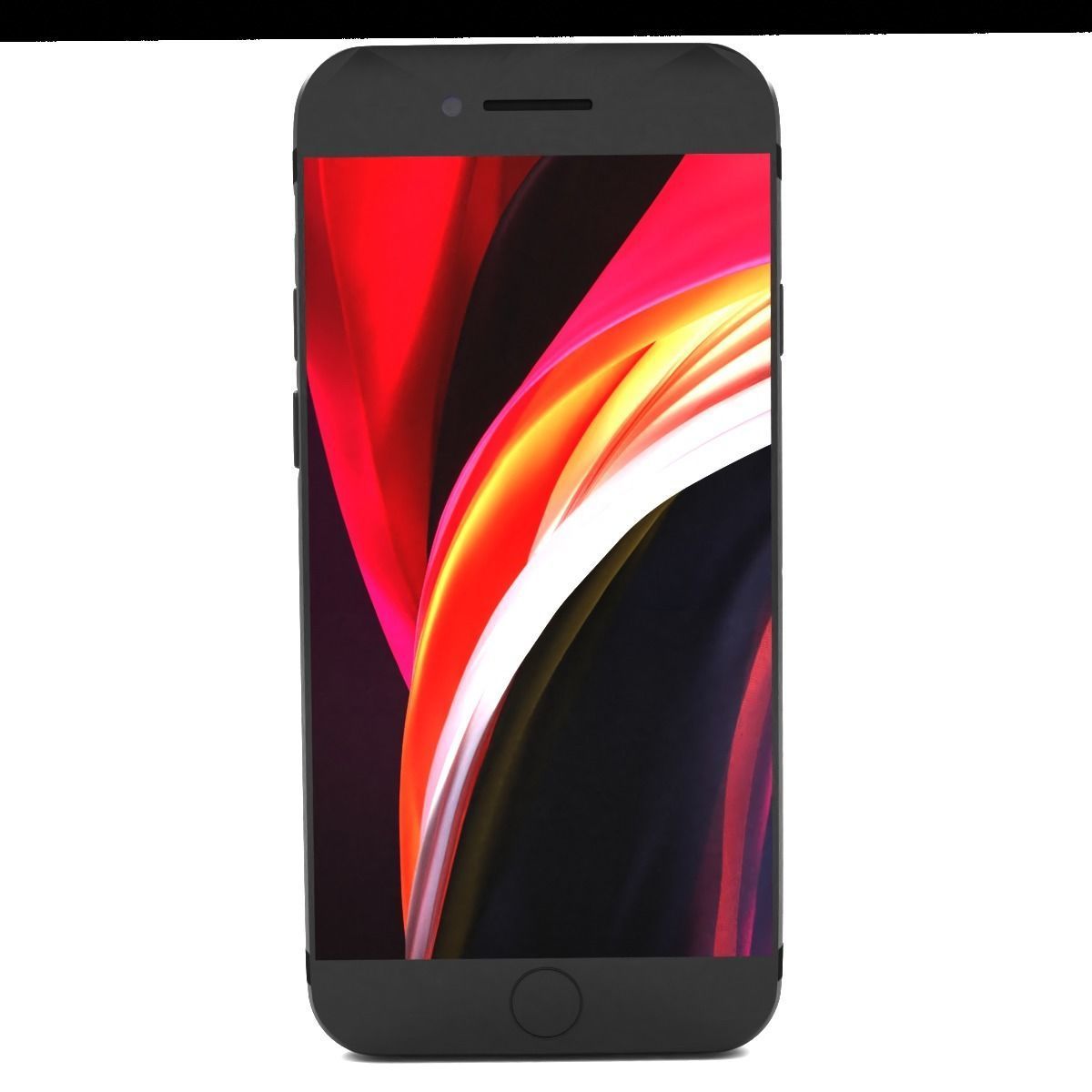 Black 3D model of Apple iPhone SE 2020 3D model_16