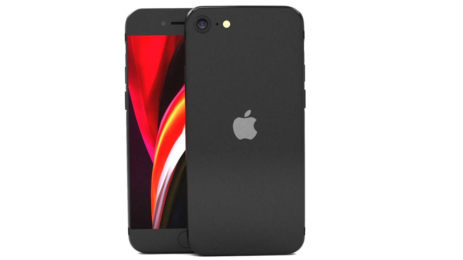 Black 3D model of Apple iPhone SE 2020 3D model_9