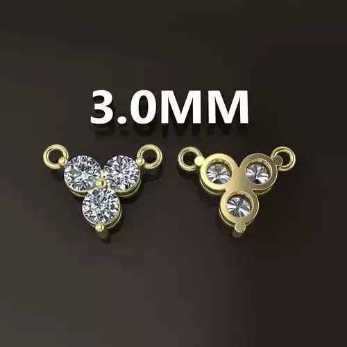 3 Stone Triangle Frame Solitaire Pendant 3mm