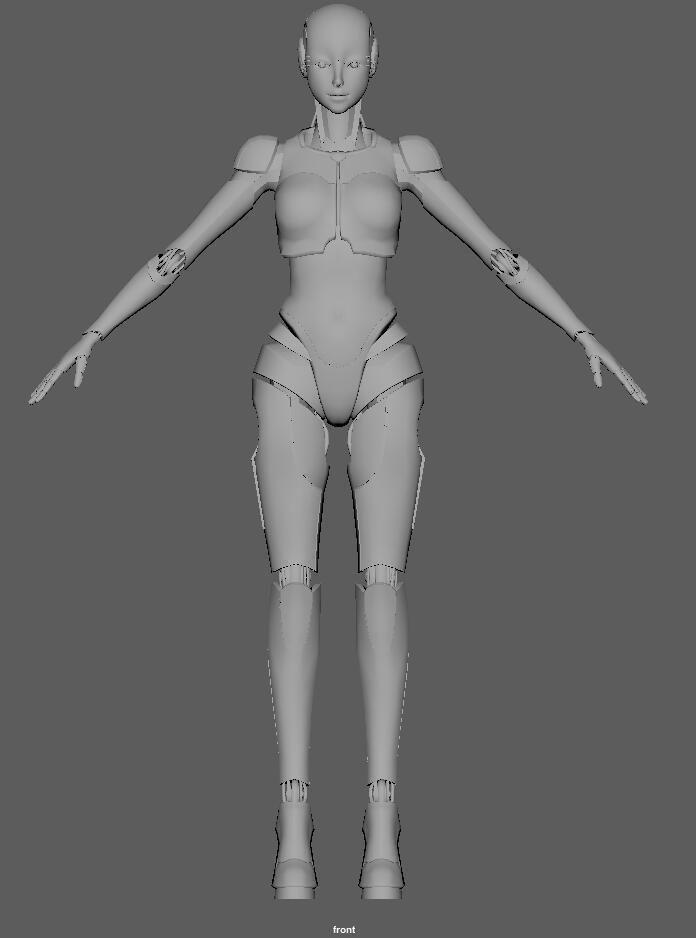 Female Cyborg 3D model 3D model_4