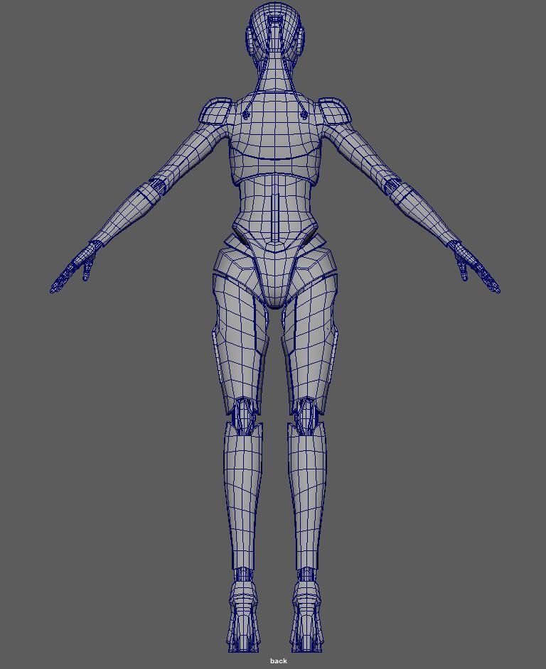 Female Cyborg 3D model 3D model_9