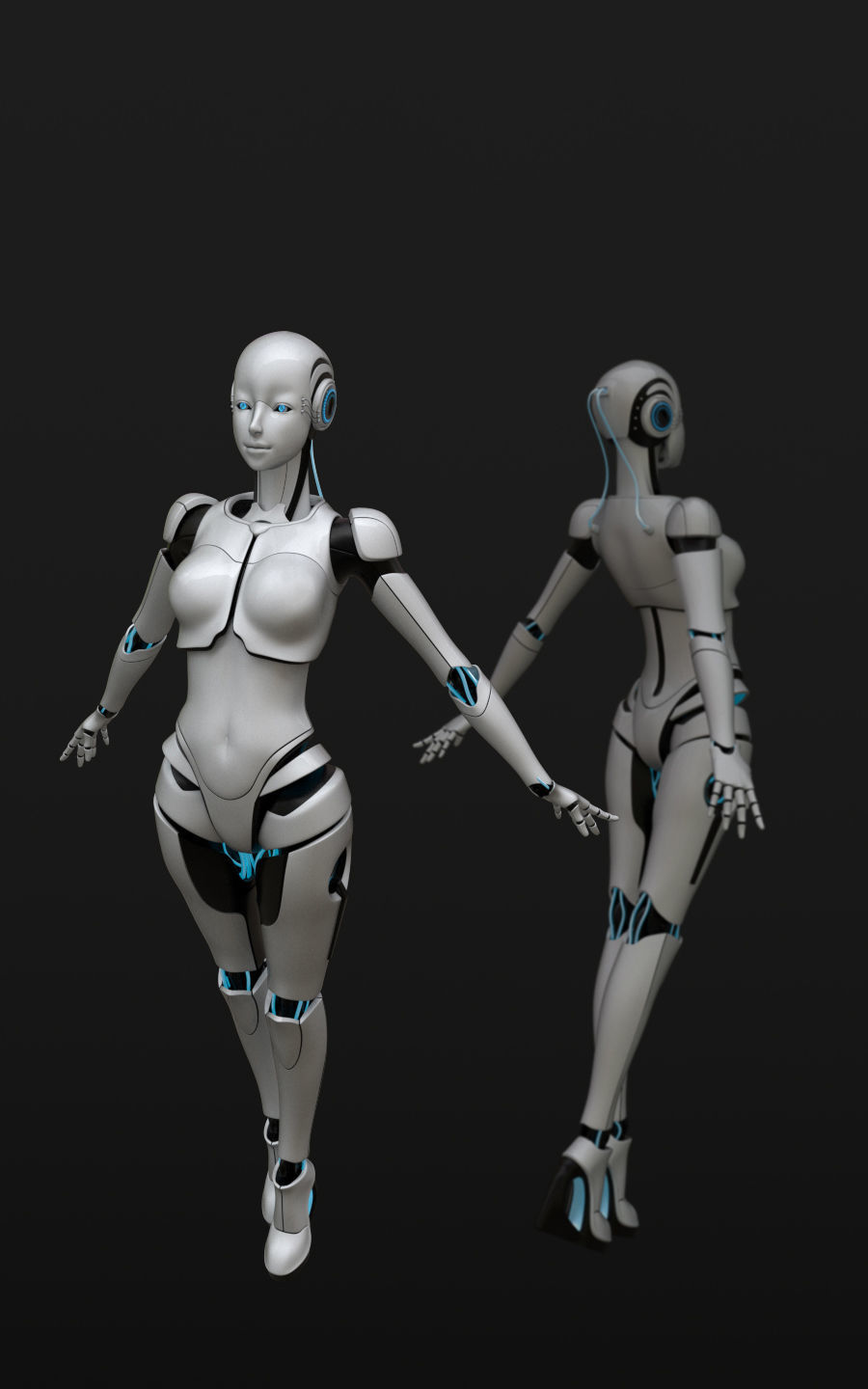 Female Cyborg 3D model 3D model_2