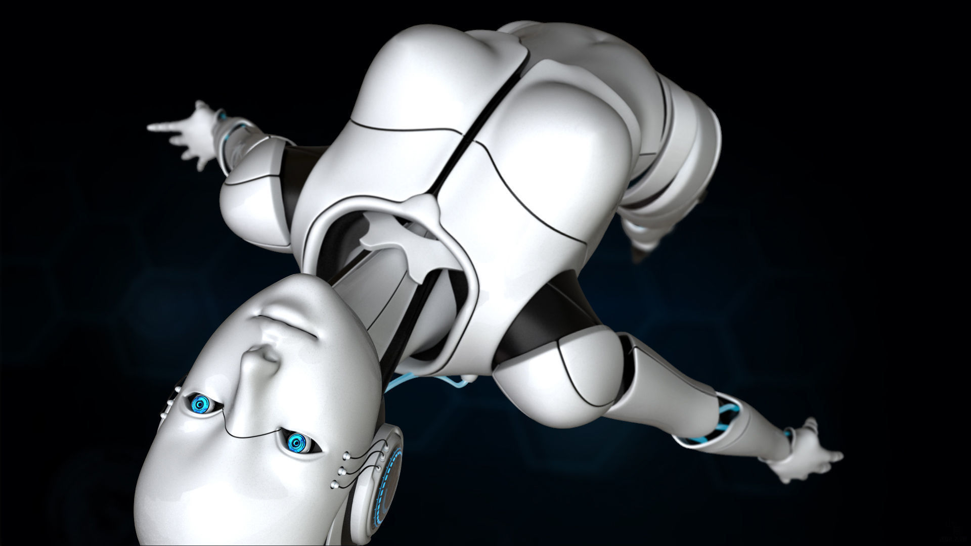 Female Cyborg 3D model 3D model_3