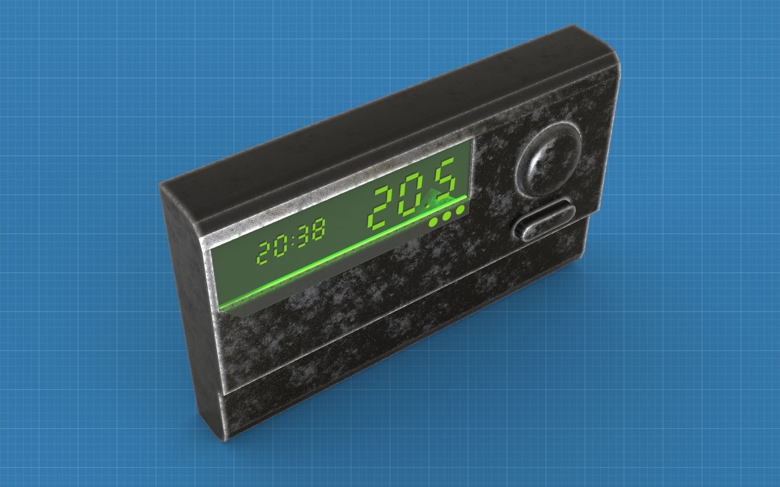 Temperature controller Low-poly 3D model_4