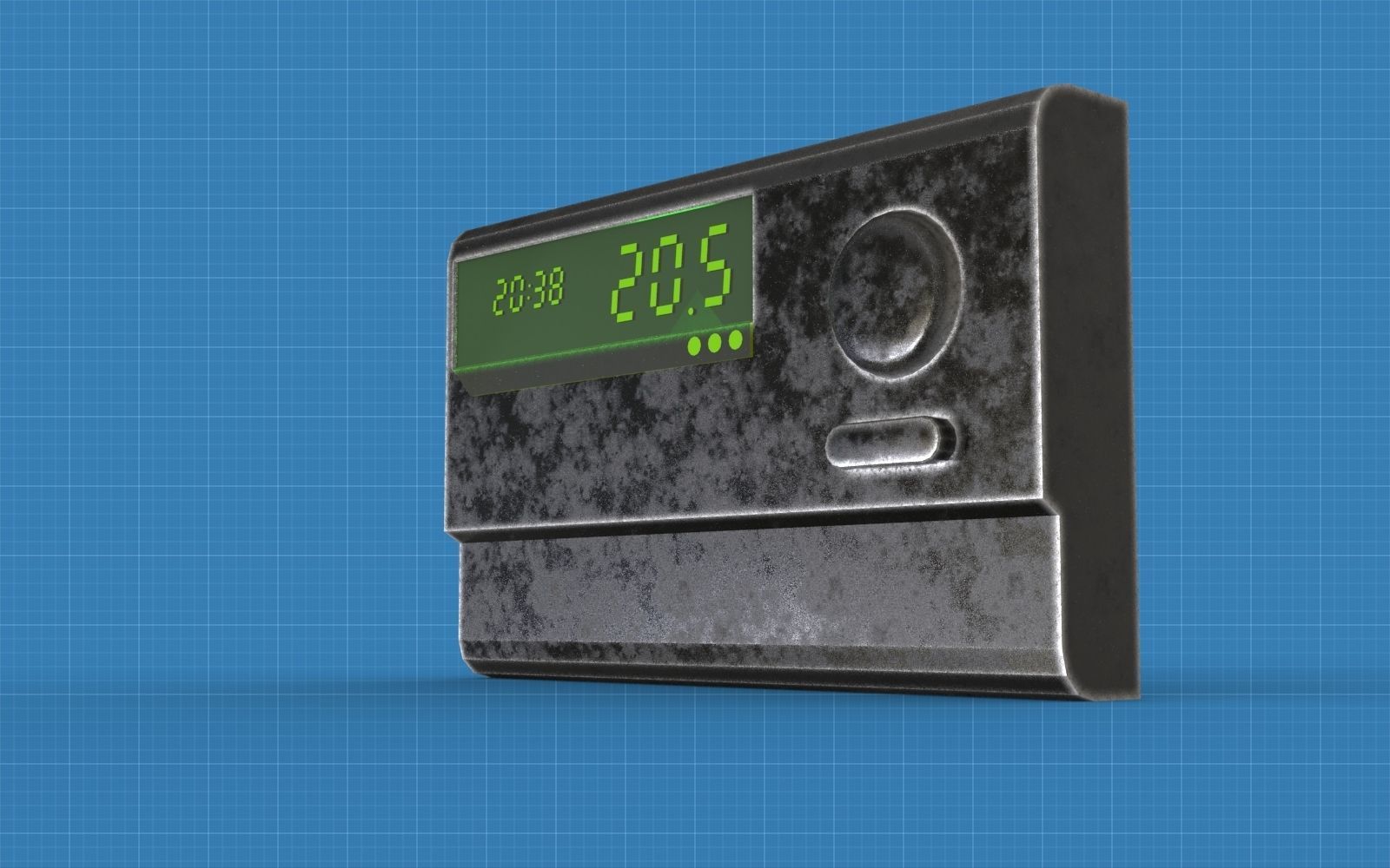 Temperature controller Low-poly 3D model_3