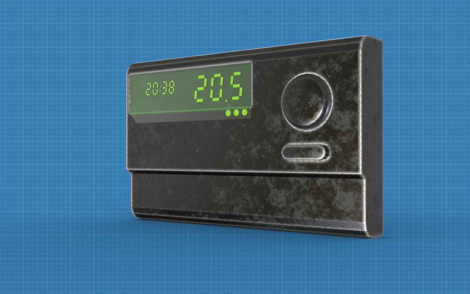 Temperature controller Low-poly 3D model_1