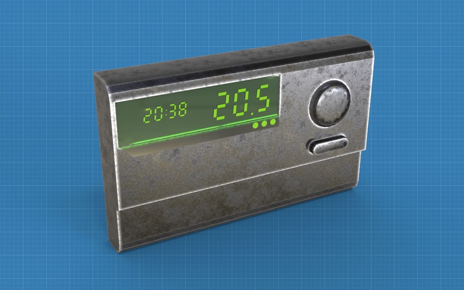 Temperature controller Low-poly 3D model_2