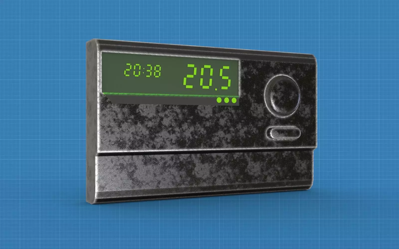 Temperature controller Low-poly 3D model_0