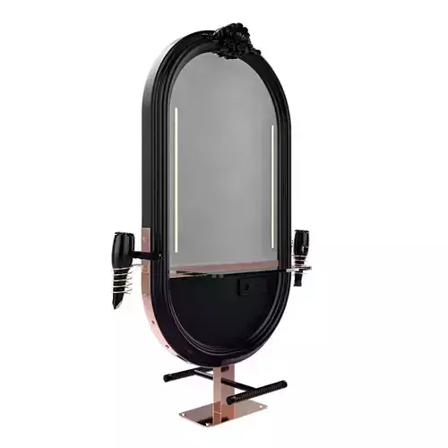 hairdresser table mirror black copper