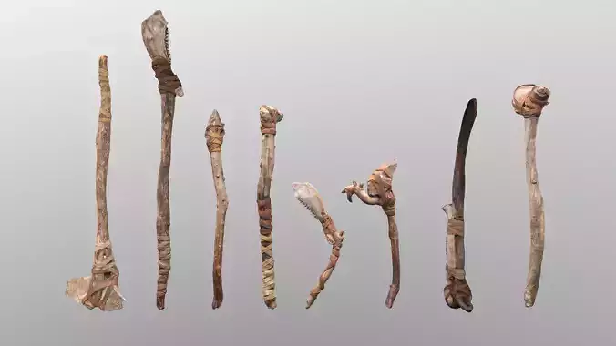 Primitive Axe -Bone and stone  Collection Low-poly 3D model