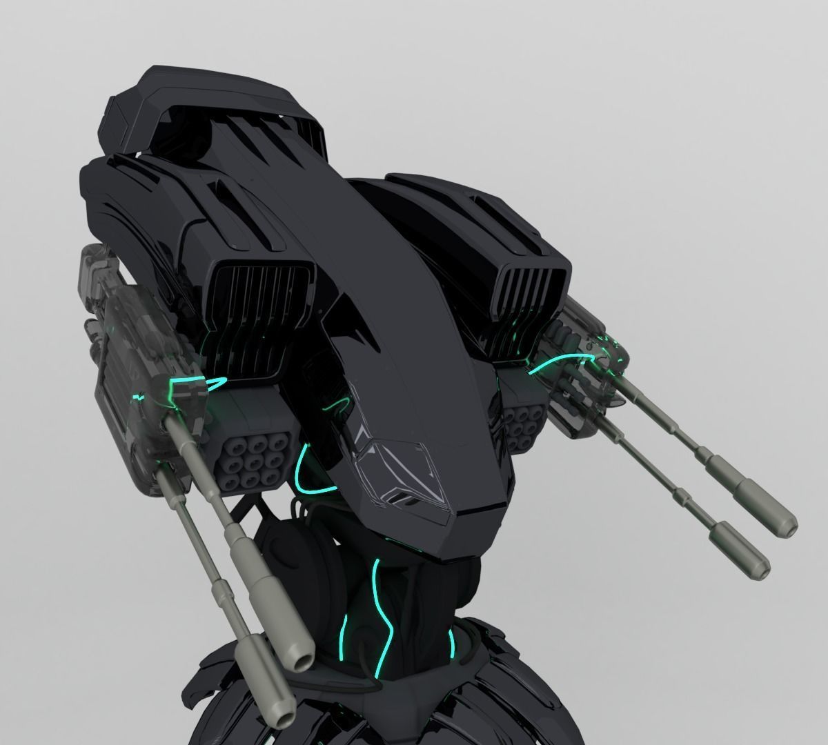3D turret model space robot 3D model_1