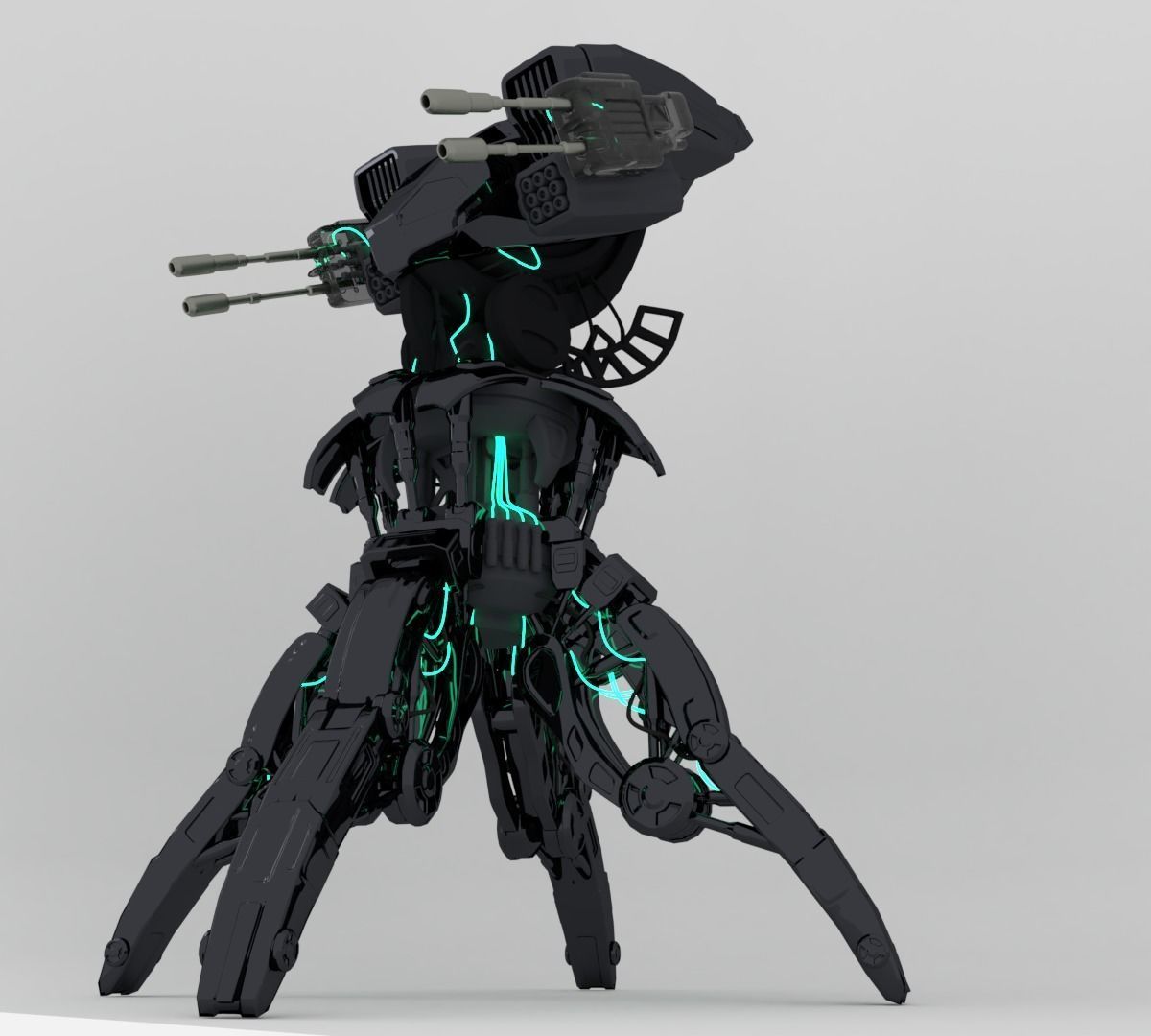 3D turret model space robot 3D model_4