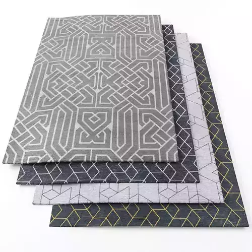 Rugs-830 four rugs with geometric patterns