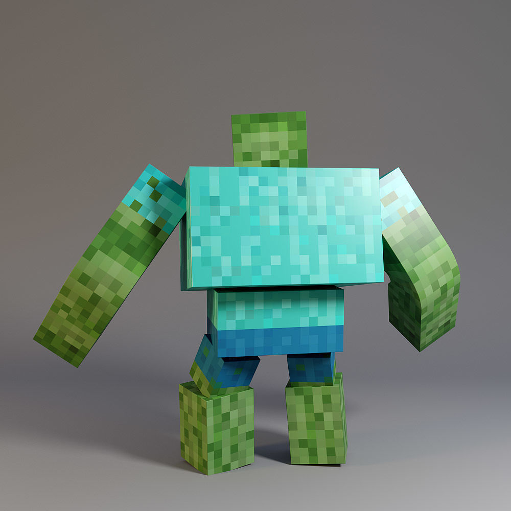 Minecraft Fat Giant Rigged Animated 3D model_4