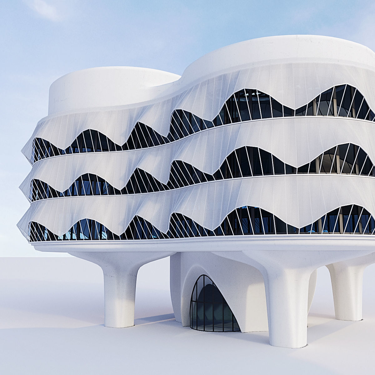 Futuristic building collection 4x 4 _29