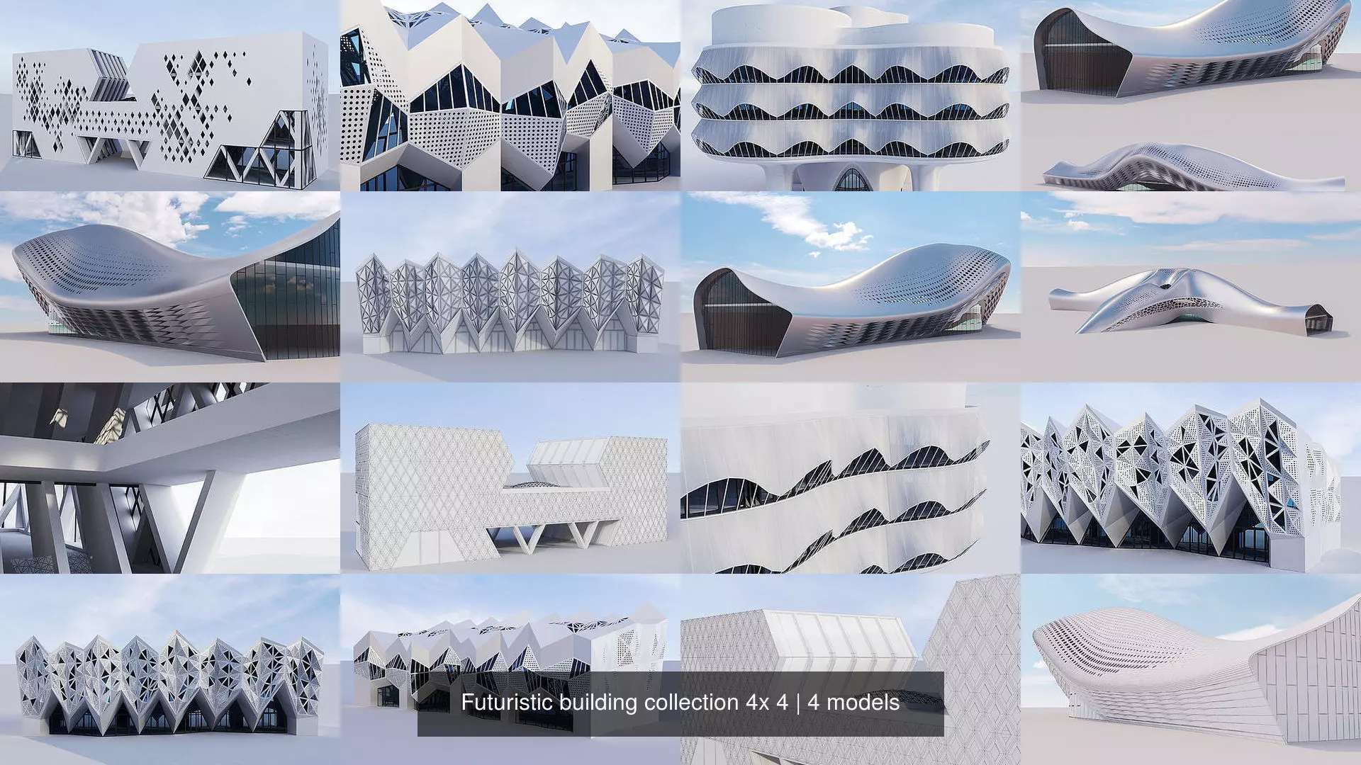 Futuristic building collection 4x 4 _1