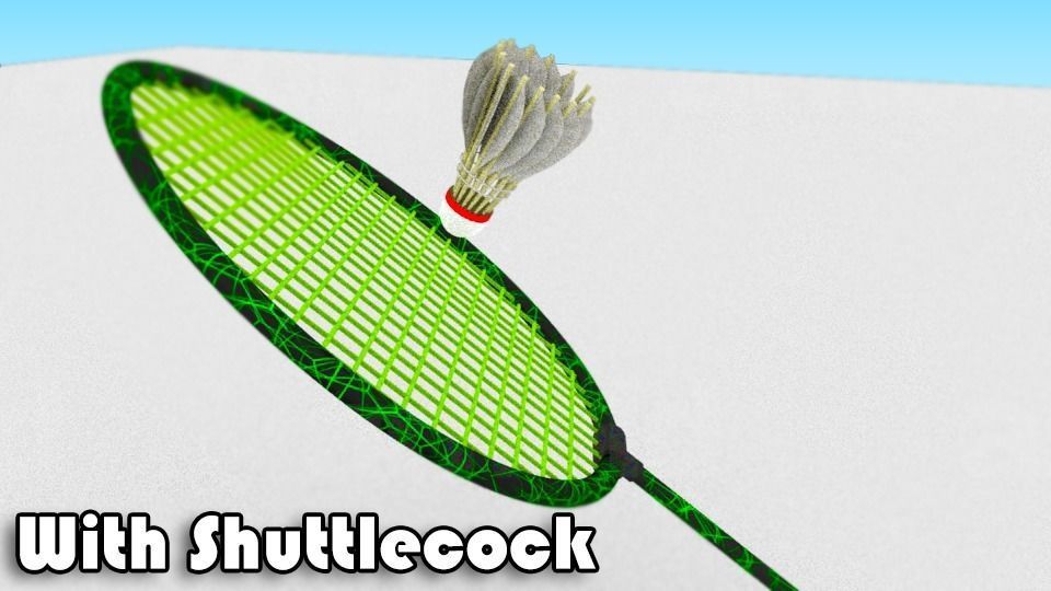 Badminton Set Model  Racket  Shuttlecock  Low-poly 3D model_4