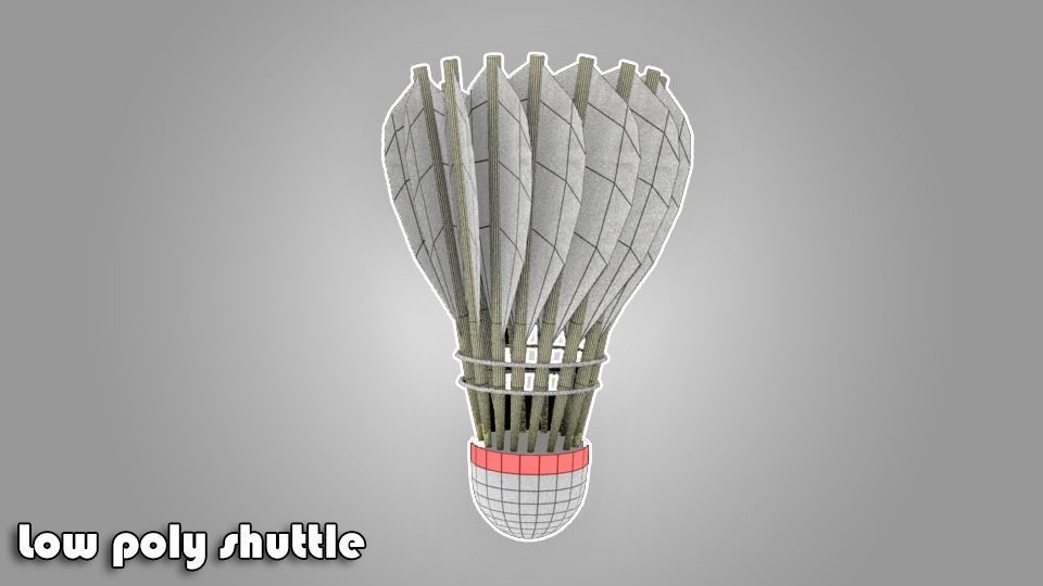Badminton Set Model  Racket  Shuttlecock  Low-poly 3D model_6