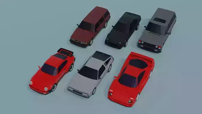 Low Poly Cars Pack 3D Model Collection