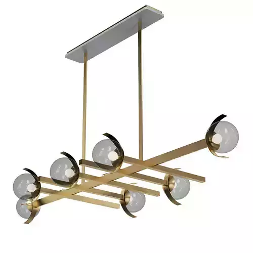 GRETA modern brass chandelier with six glass globes