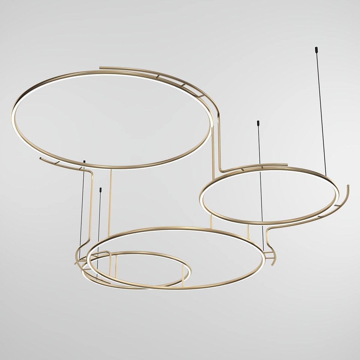 BROCHE chandelier with three circular circles hanging from ce... 3D model_3