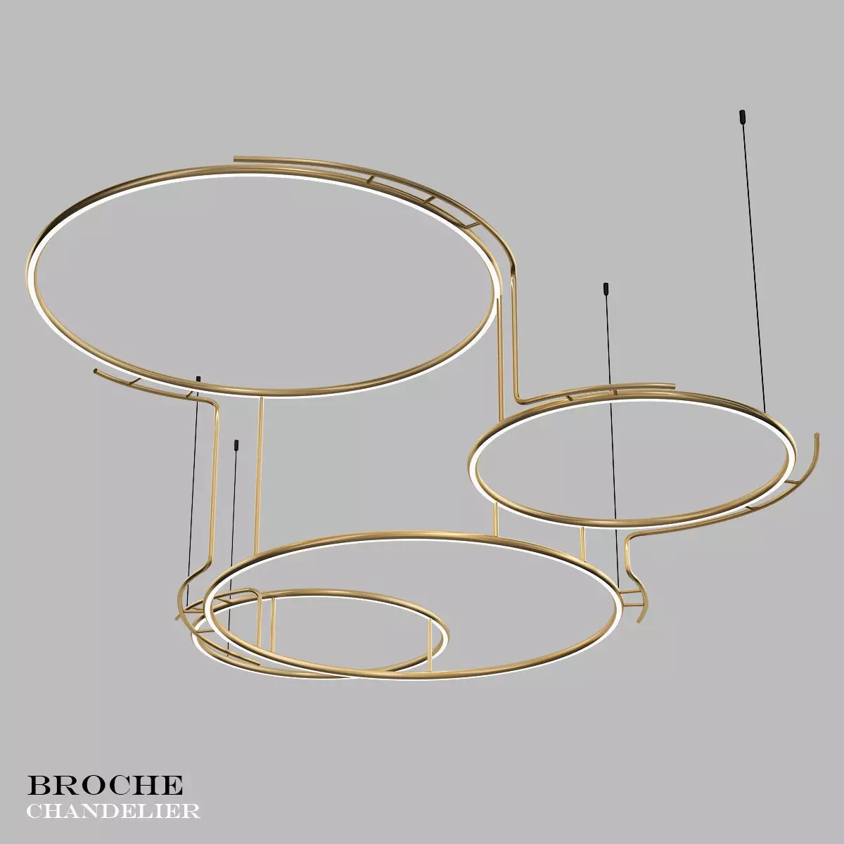 BROCHE chandelier with three circular circles hanging from ce... 3D model_0