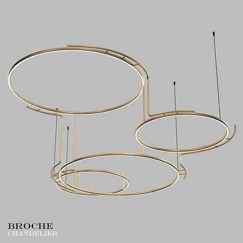 BROCHE chandelier with three circular circles hanging from ce... 3D model