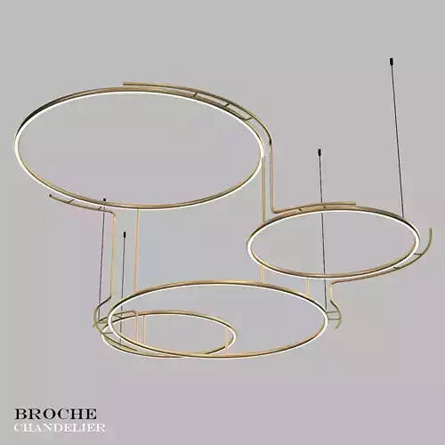 BROCHE chandelier with three circular circles hanging from ce... 3D model