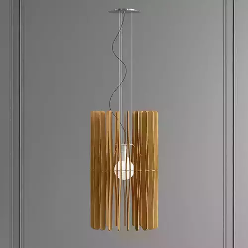 STICK wooden pendant light hanging from ceiling