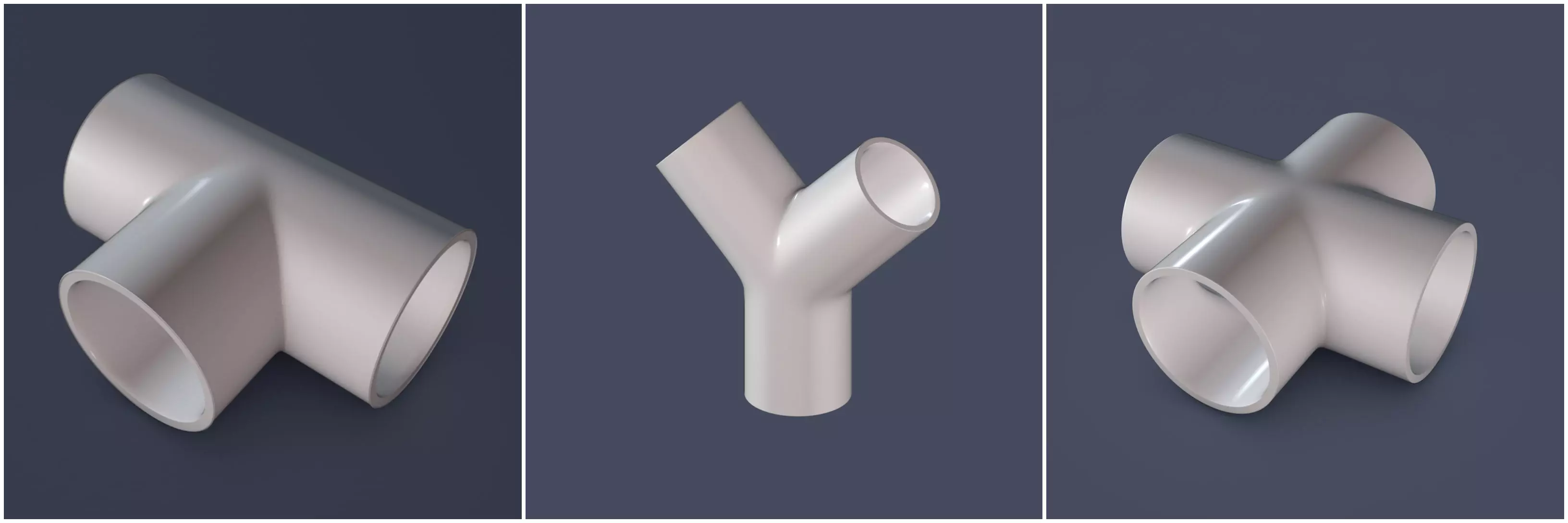 Pipe Connectors - Set of 3 3D Model Collection_0