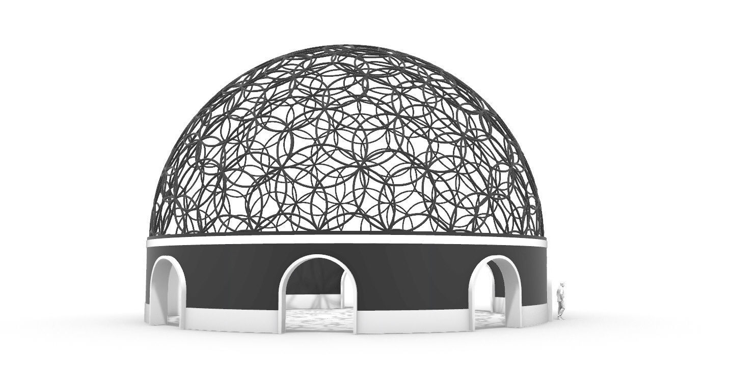 Geodesic Dome Flower of Life Pavilion Architectural Structure  3D model_23