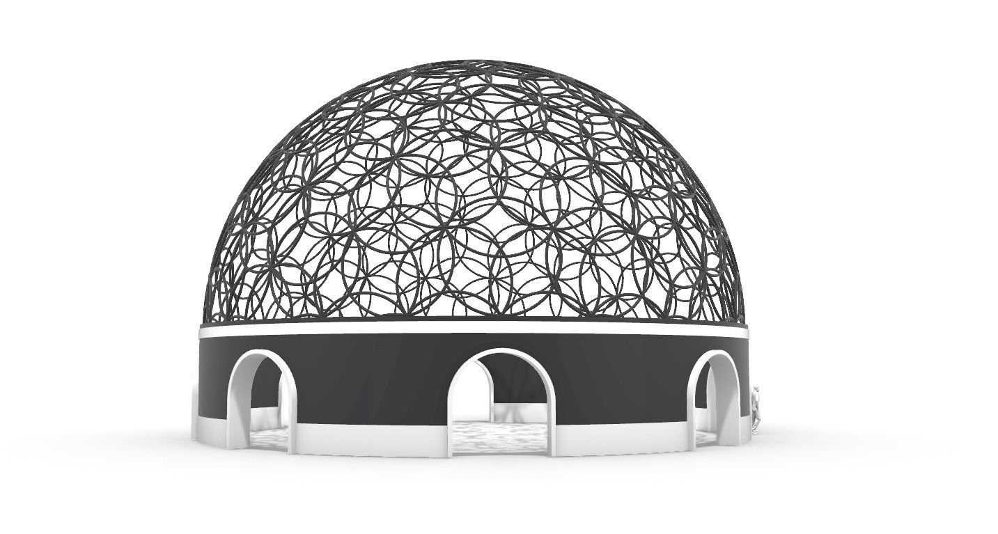 Geodesic Dome Flower of Life Pavilion Architectural Structure  3D model_22